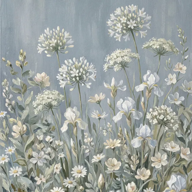 Behang - Bloemen - Botanisch - Blauw