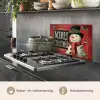 Klassiek - Kerstgroet - Sneeuwpop - Rood keuken achterwand spatscherm klein -usp_NL