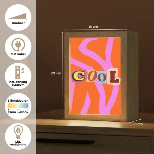 Zebraprint - Grafisch - COOL - Oranje Light Box met kabel (Tafellamp) klein -USP_NL