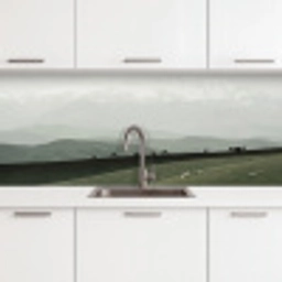 Grijs - Berg - Paarden keuken achterwand 2 middel -3d
