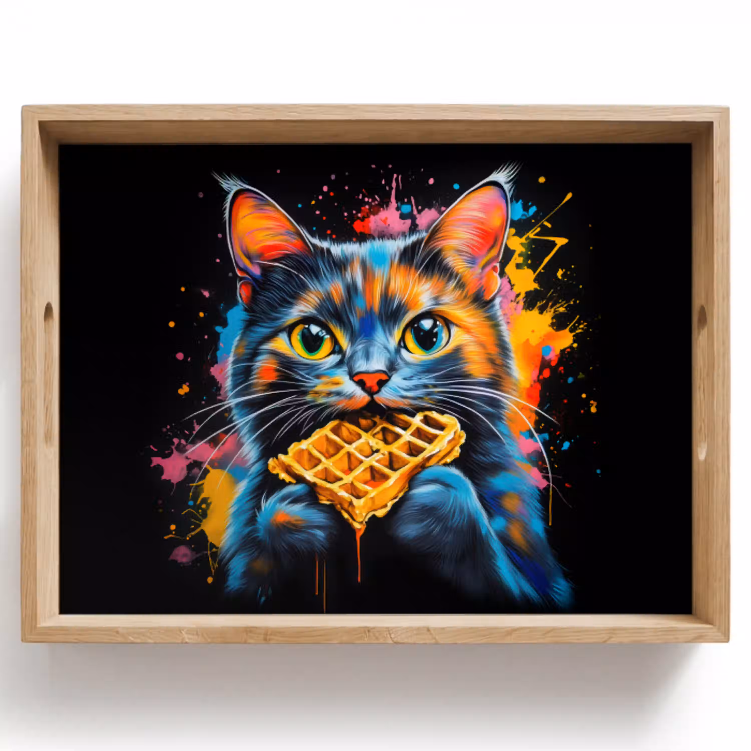 Kat - Graffiti - Kleurrijk - Wafel - Eten Dienblad Rechthoek middel -z3d_shopping