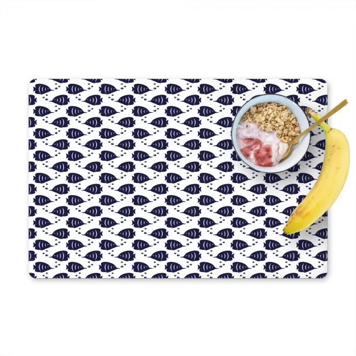 Oceaan - Vis - Blauw - Wit Placemat vinyl groot 368 -zzzproduct_Kitchenyeah-website
