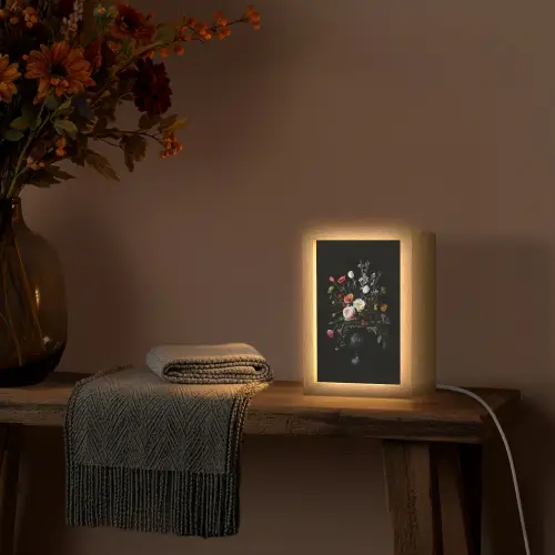 Bloemstuk - Vaas - Zwart Light Box met kabel (Tafellamp) klein -sfeer4