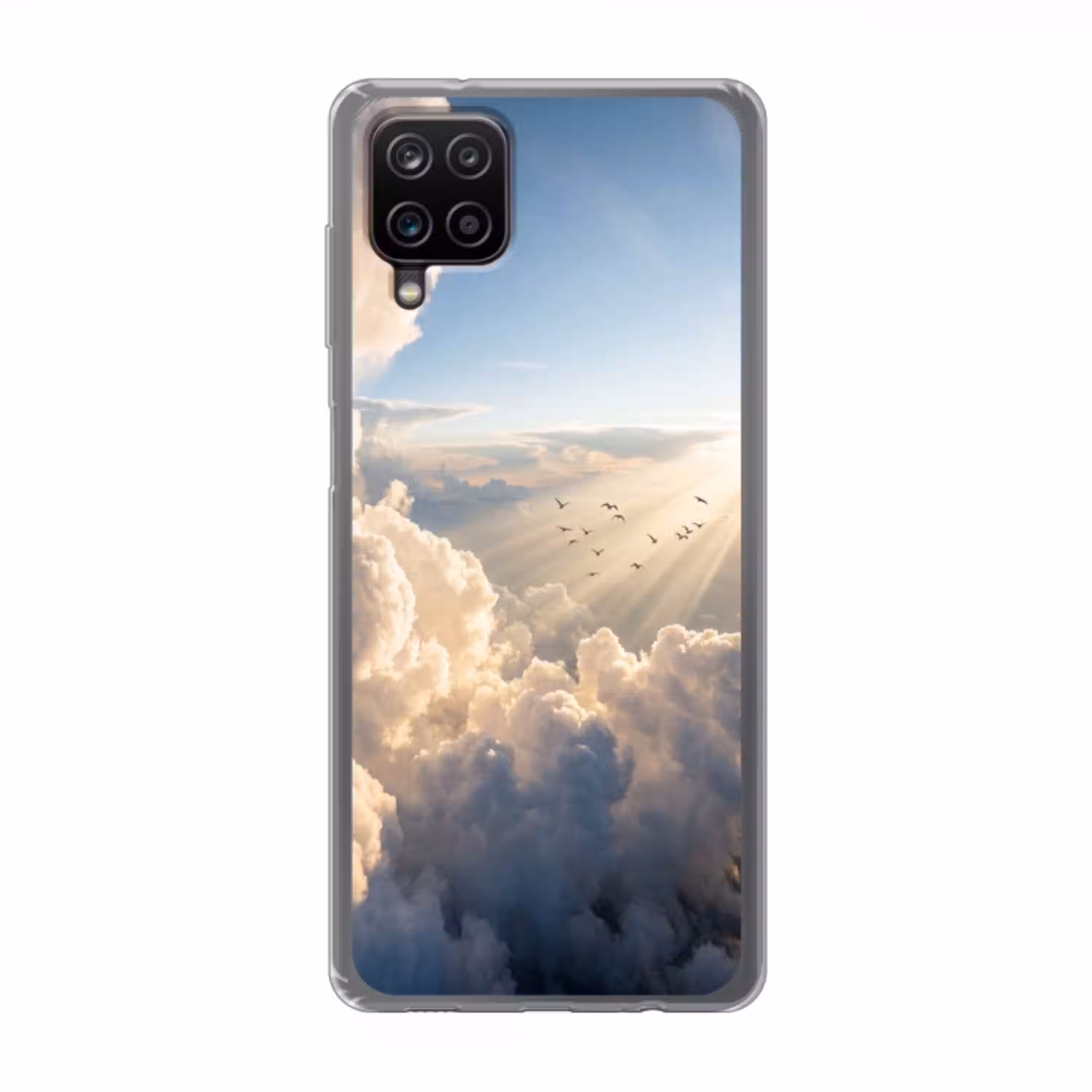 Wolken - Zonnestralen - Natuur - Wit Telefoonhoesje Samsung Galaxy A12 klein -3d