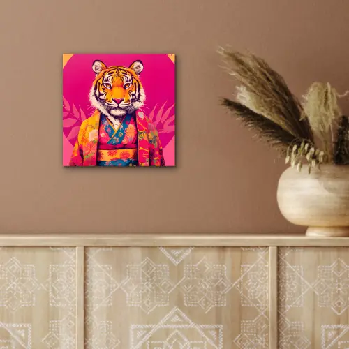 Tijger - Kimono - Planten - Roze aluminium wit klein -sfeer4