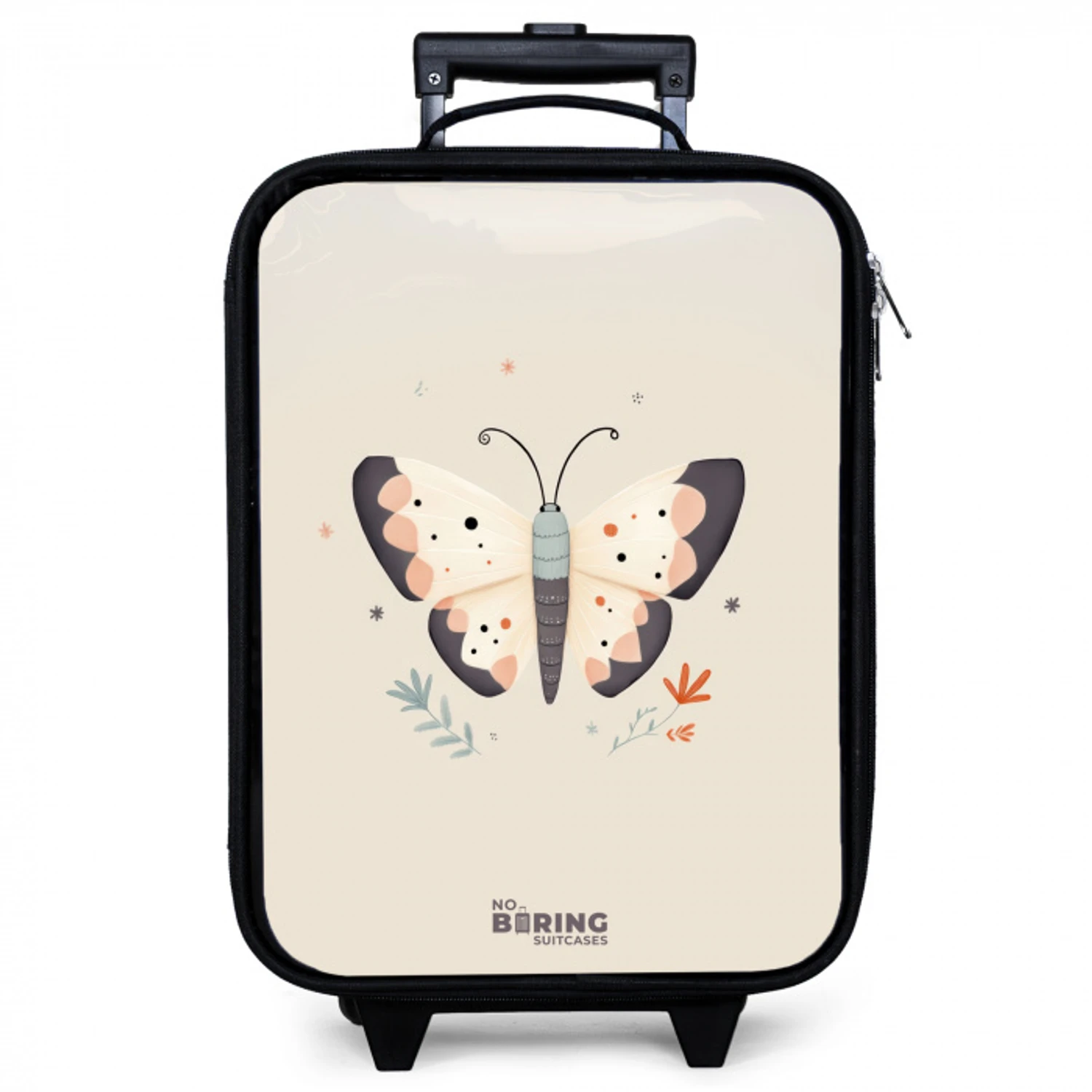 Vlinder in neutrale pastel kleuren Kinderkoffer - Zwart klein -zzz_website3d