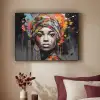 Vrouw - Hoofddoek - Graffiti - Zwart Textielframe zwart klein -sfeer1