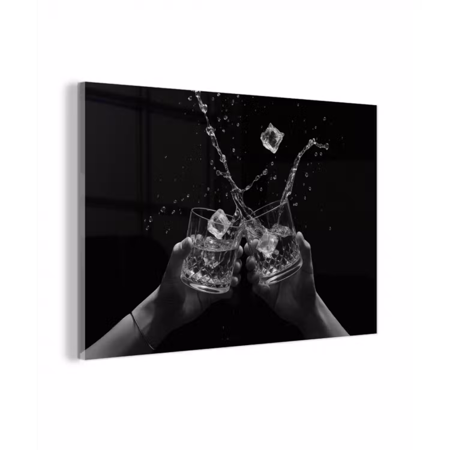 Glasbild - Whiskygläser - Eis - Spritzer - Schwarz