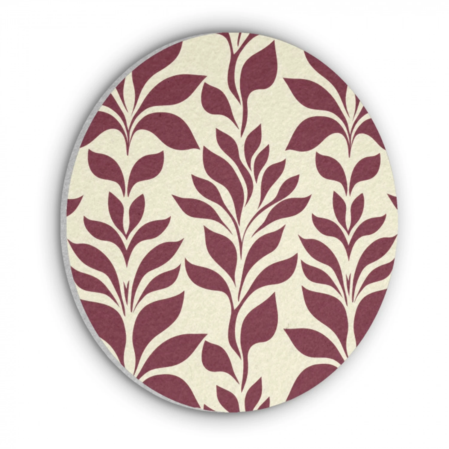 Abstract - Bladeren - Burgundy Akoestische PET Vilt - Rond klein 838 -3d