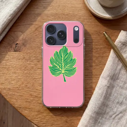 Blad - Groen - Illustratie - Minimalistisch Telefoonhoesje iPhone 17 Pro klein -sfeer1