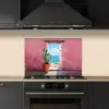 Zee - Roze - Cactus keuken achterwand spatscherm klein -sfeer1