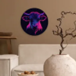 Stier - Neon - Zwart - Kleur Wandcirkel plexiglas klein -sfeer1
