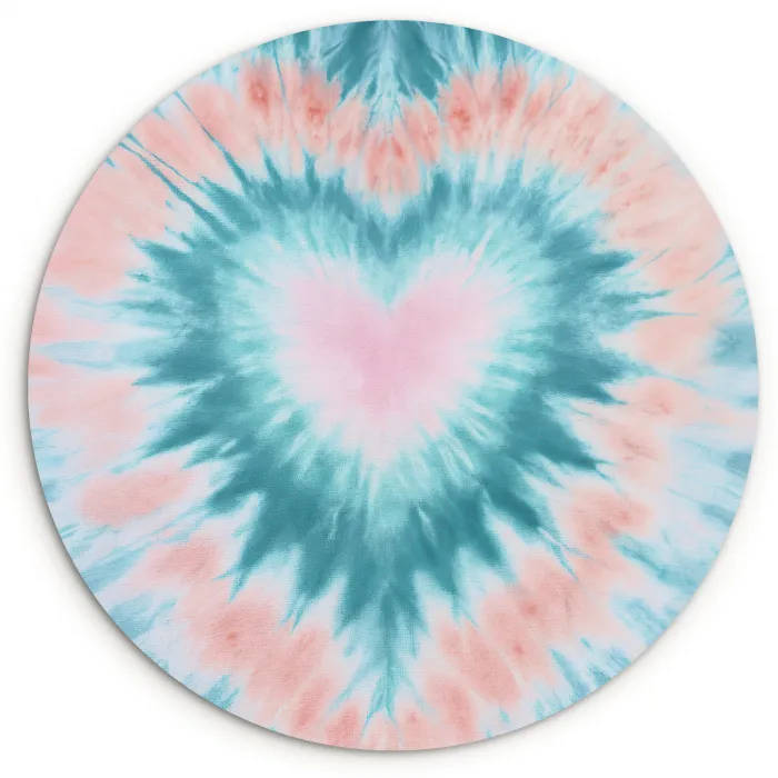 Hartvormig - Tie dye - Pasteltinten - Lichtgroen Wandcirkel kunststof plaat 5mm dik klein -3d