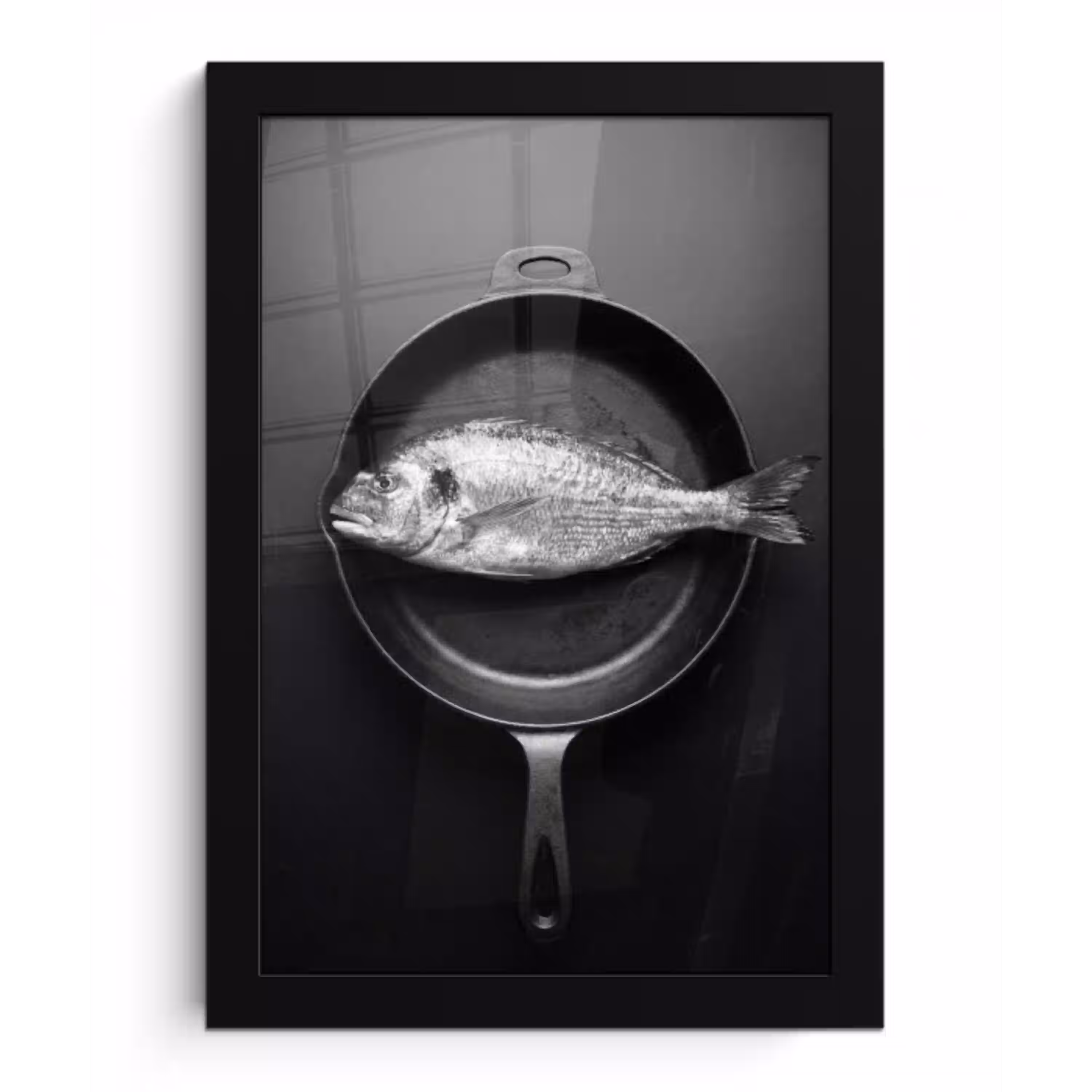 Pan - Vis - Zwart - Wit fotolijst zwart zonder passe partout klein -3d
