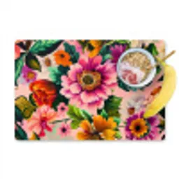 Bloemen - Kleurrijk - Roze Placemat vinyl groot -zzzproduct_Kitchenyeah-website
