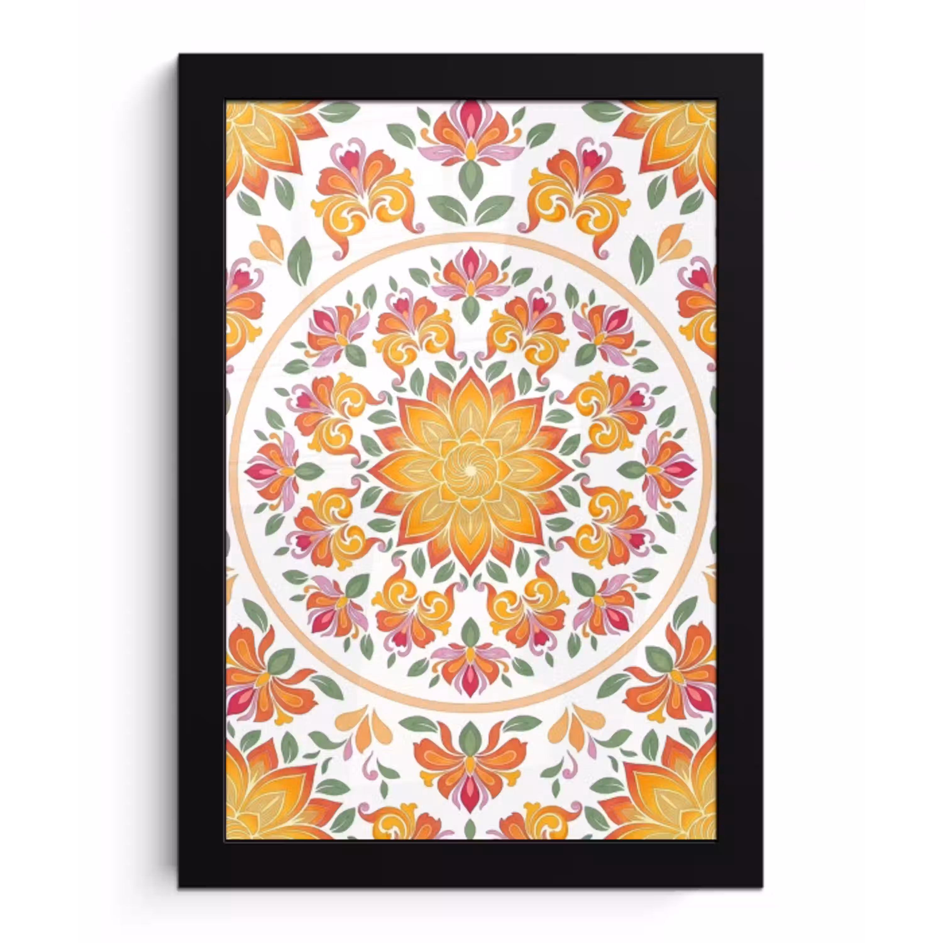Mandala - Bloemen - Decoratie - Kleurrijk - Abstract fotolijst zwart zonder passe partout klein -3d
