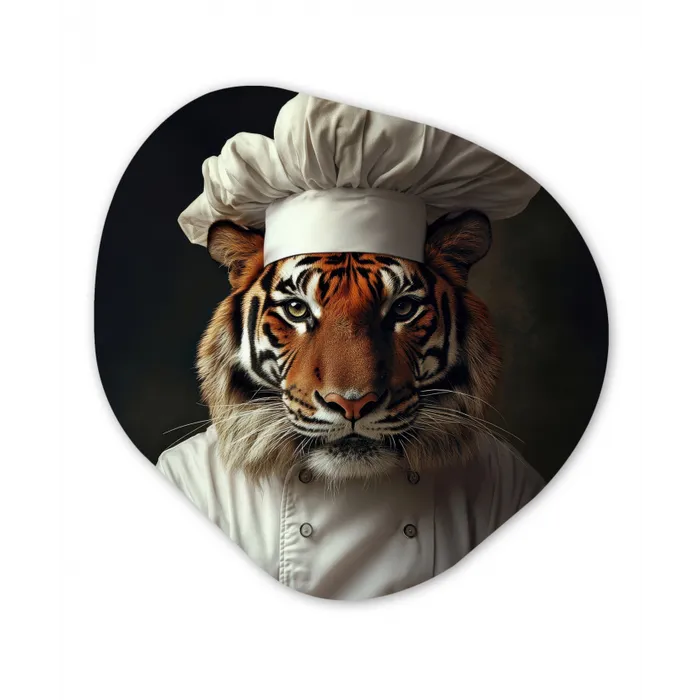 Tijger - Kokskleding - Bruin Wandcirkel Organisch Forex 3mm klein -3d