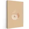 Perzik - Lijntekening - Pit - Beige Tuinposter op houten frame 2 cm dik klein -3d