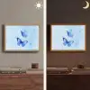 Vlinders - Sierlijk - Blauw Light Box met batterij (Wandlamp) middel -sfeer3