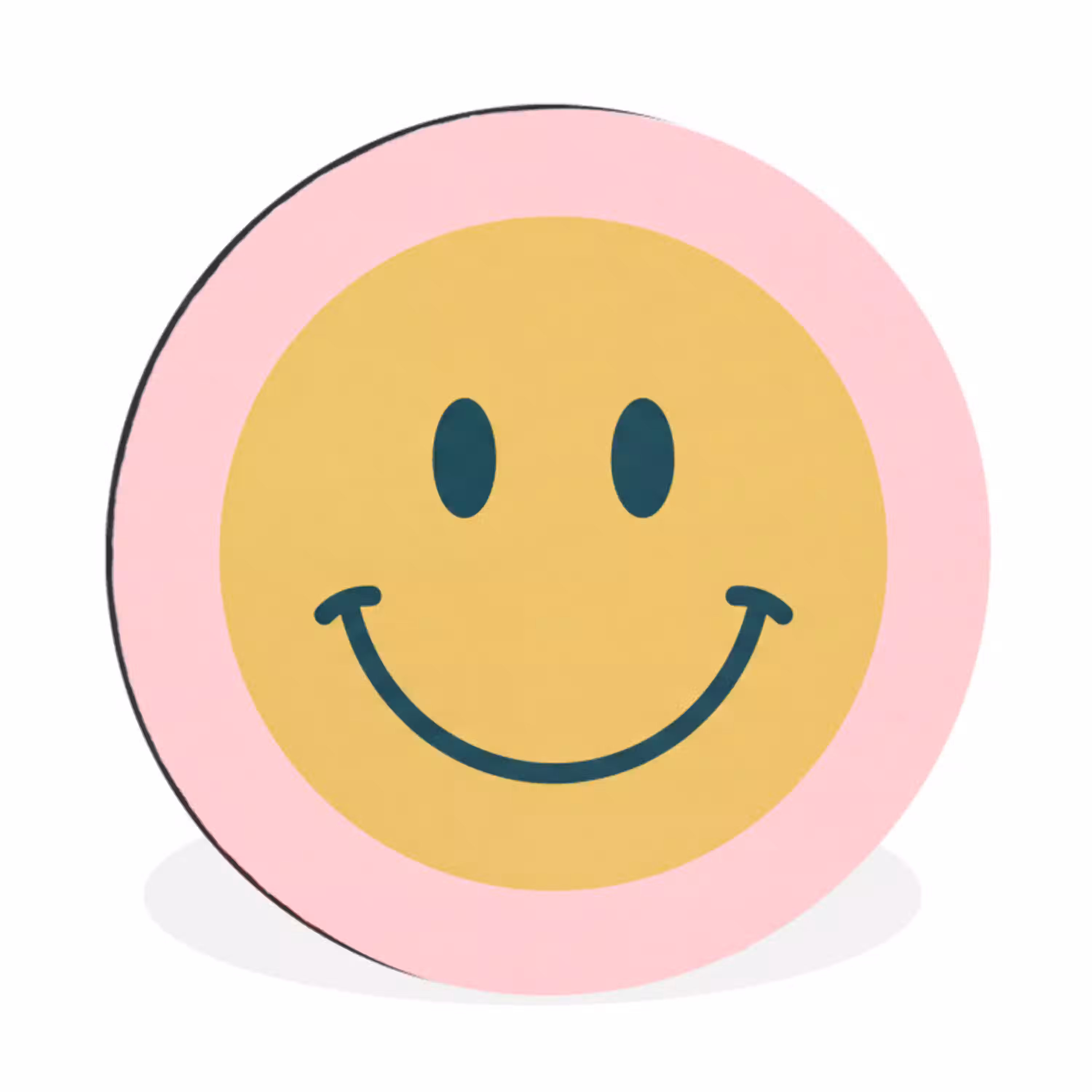 Smiley - Geel - Roze - Symbool - Minimalistisch Wandcirkel aluminium klein -3d
