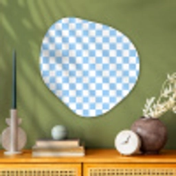 Schaakbord - Klassiek - Blauw Wandcirkel Organisch Aluminium middel 851 -sfeer2