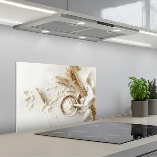 Bloem - Hout - Tarwe keuken achterwand spatscherm klein -3d_schuin