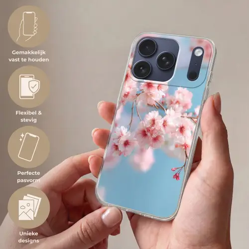 Takken - Bloesems - Roze Telefoonhoesje iPhone 17 Pro klein -sfeer3_NL