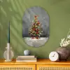 Kerstboom - Cadeaus - Rood - Goud Wandcirkel Ovaal Forex klein -sfeer2
