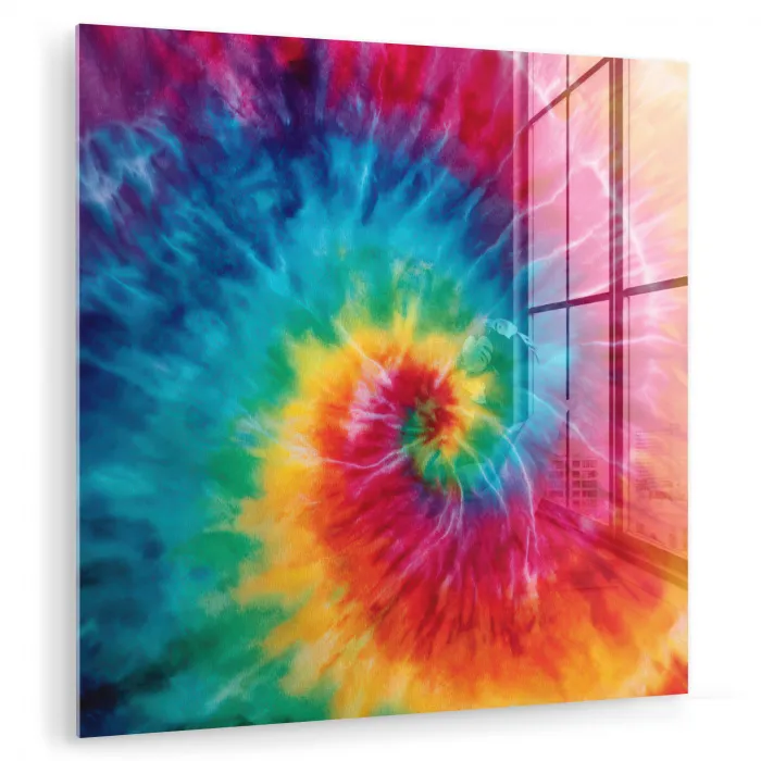 Regenboog - Tie dye - Kleurrijk - Blauw plexiglas 5mm klein -zzzproduct_nieuw