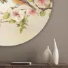Takken - Bloemen - Vogeltjes - Roze Akoestische PET Vilt - Rond klein -sfeer5_closeup