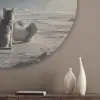 Maan - Kat - Astronaut - Ruimte Akoestische PET Vilt - Rond klein -sfeer5_closeup