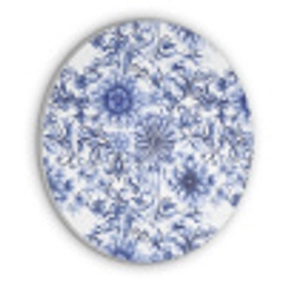 Bloemen - Blauw - Patroon - Wit Akoestische PET Vilt - Rond klein 838 -3d