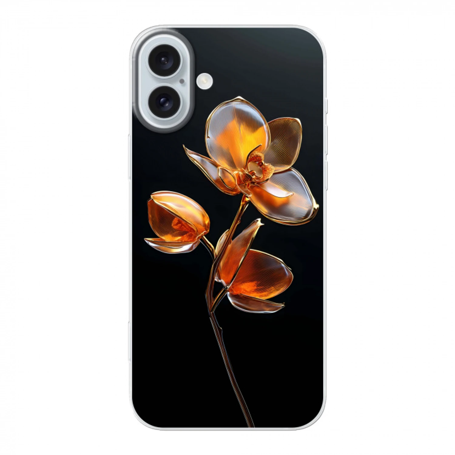 Bloem - Orchidee - Oranje Apple iPhone 16 Plus klein -3d