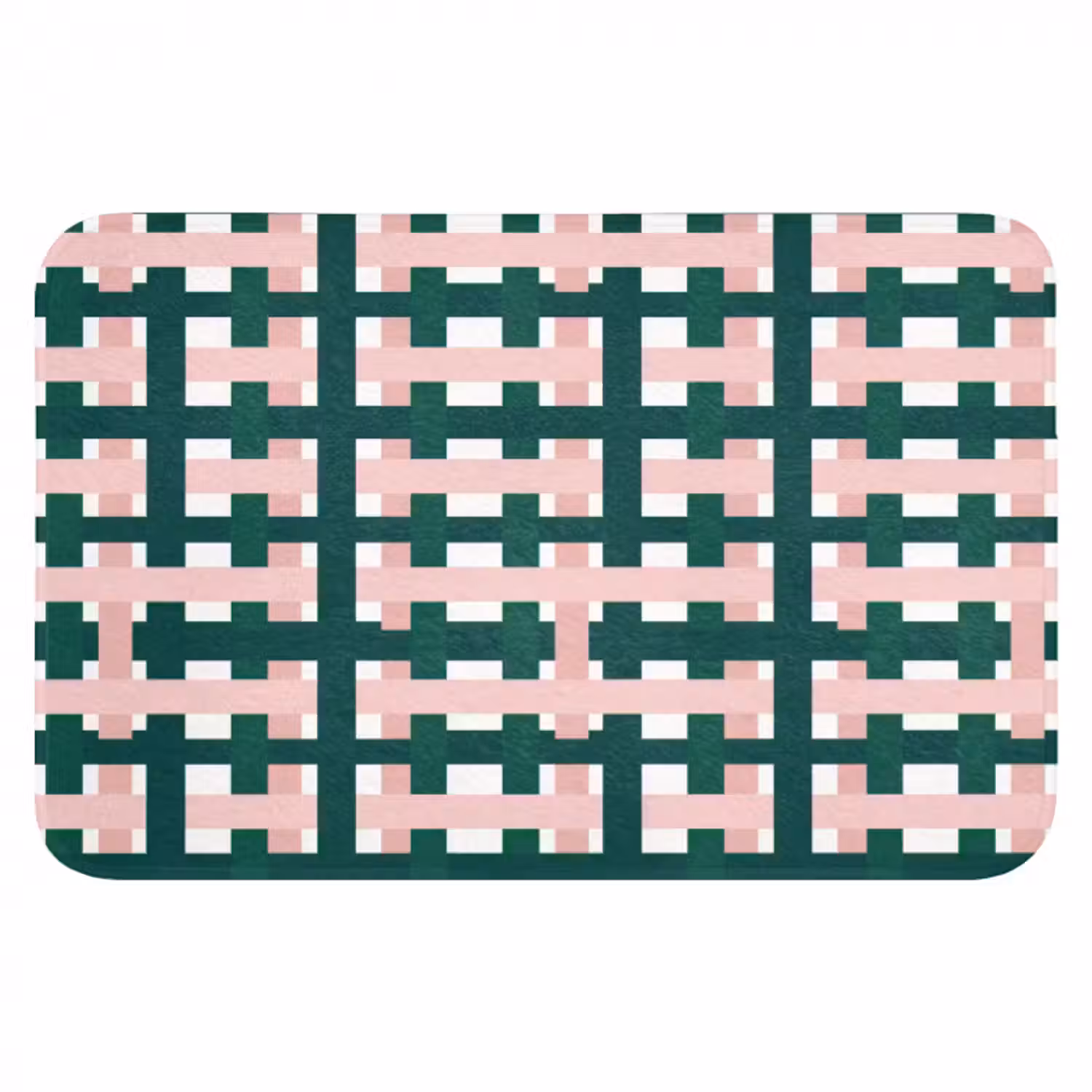 Badematte - Zopfmuster - Grün - Rosa - Grafik