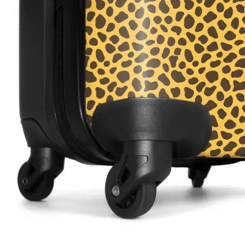 Gele achtergrond met dicht luipaardpatroon NBS - Handbagage koffer - Kinderen Unisex middel -wiel