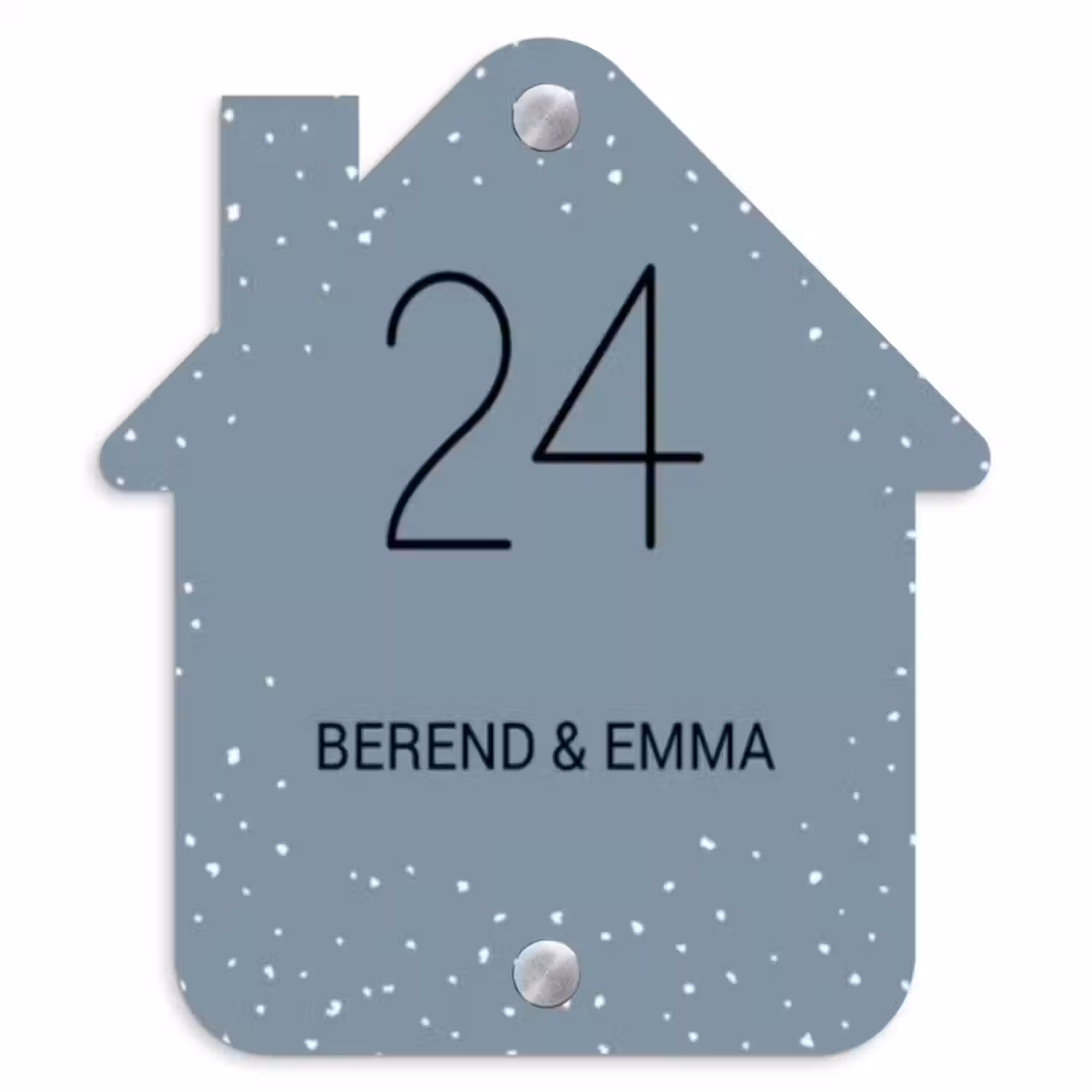 Namensschild Haustür Häuschen - Grau-grün mit Tupfen - Klassisch