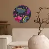 Dinosaurus - Kind - Patronen - Roze - Meisjes Wandcirkel kunststof plaat 5mm dik klein -sfeer1