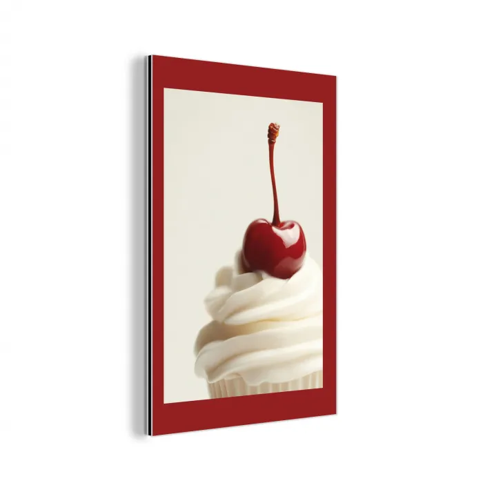 Cupcake - Kers - Rood aluminium wit klein -3d