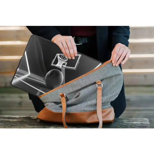 Basketbal - Basketbalveld - Lichtlijnen laptophoes neopreen klein -tas