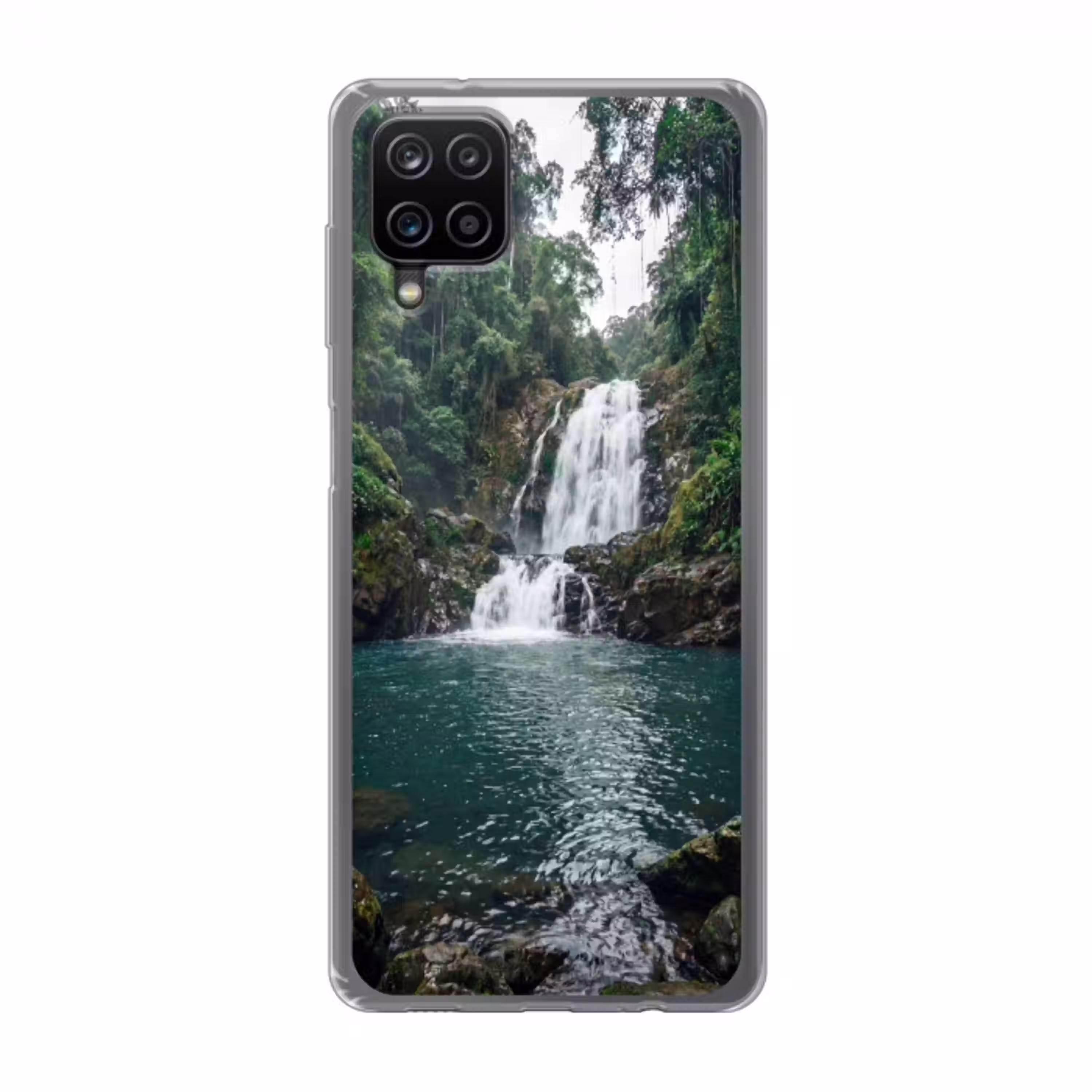 Waterfall - Forest - Nature - Greenkhgyguyg Telefoonhoesje Samsung Galaxy A12 klein -3d