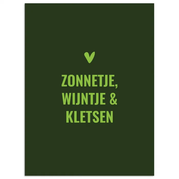 Donkergroen - Quote - Zon - Zomer poster papier klein -3d