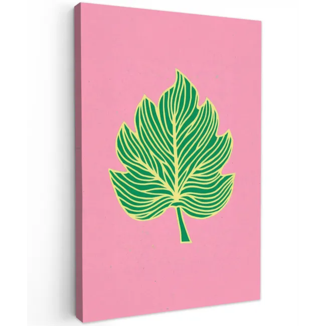 Blad - Groen - Illustratie - Minimalistisch Tuinposter op houten frame 2 cm dik klein -3d
