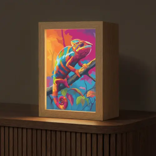 Kameleon - Tak - Gestreept - Bladeren Light Box met kabel (Tafellamp) klein -z3d_website