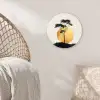 Zwarte boom - Gouden cirkel - Heuvel Wandcirkel kunststof plaat 5mm dik klein -sfeer5