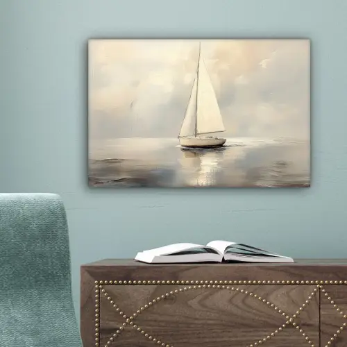 Zeilschip - Zee - Bewolkt canvas 2cm klein -sfeer4