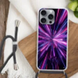 Lichtsnelheid - Ruimte - Roze - Paars Hoesje iPhone 16 Pro Max met koord klein -sfeer4