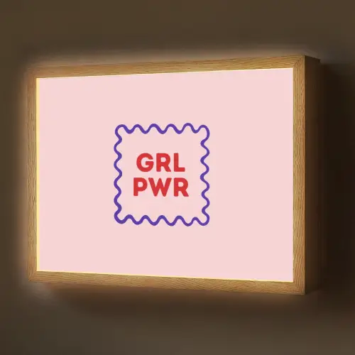 Grl pwr - Roze - Kader Light Box met batterij (Wandlamp) middel -z3d_website