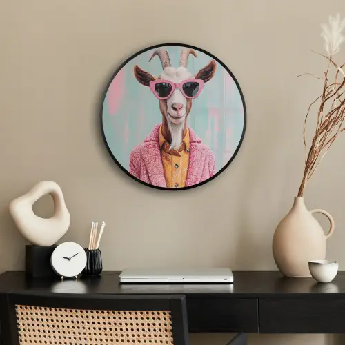 Zonnebril - Roze - Geit - Horen Fotolijst rond zonder passe partout klein -sfeer1