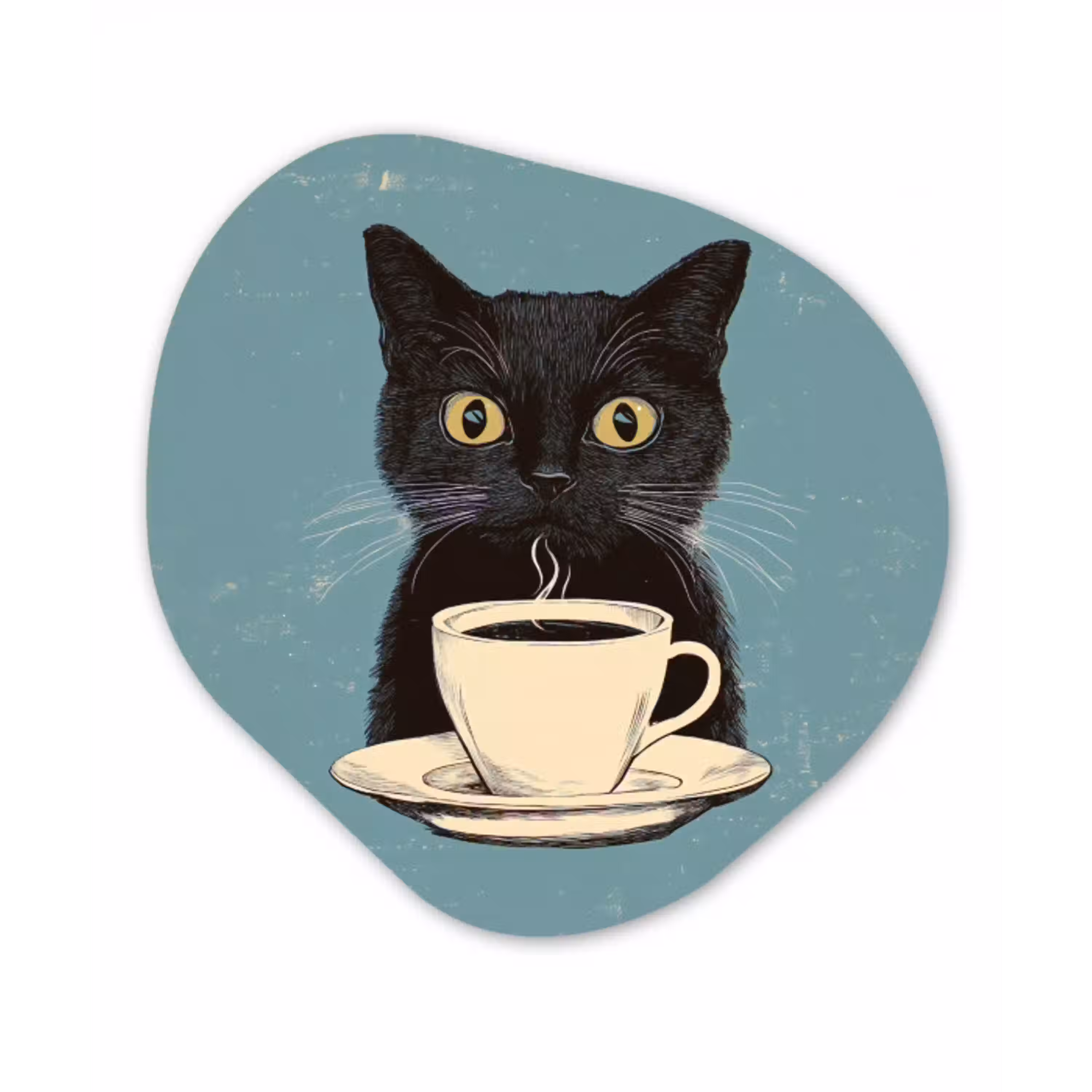 Kat - Zwart - Koffie - Minimalistisch Wandcirkel Organisch Plexiglas middel -3d