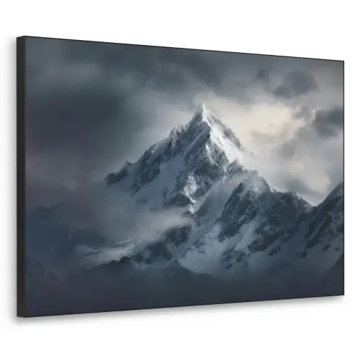 Sneeuw - Berg - Wolken Textielframe zwart klein -3d